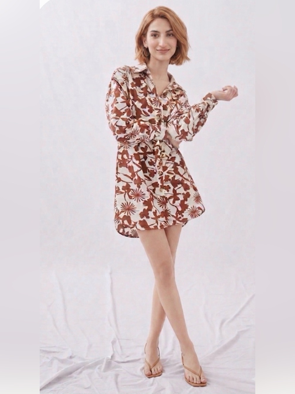 Sunday in Brooklyn‎ women’s button front mini shirtdress collared long sleeves L
